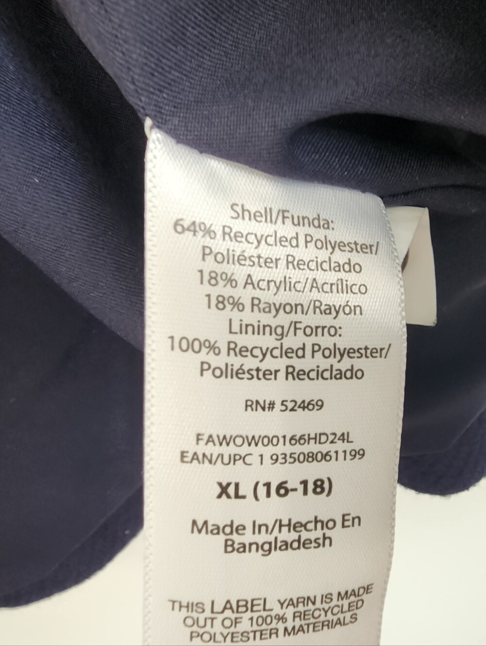 Classic Navy Blue Peacoat Double Breasted Tailored Jacket Wool Blend XL 16 18 - Picture 10 of 11
